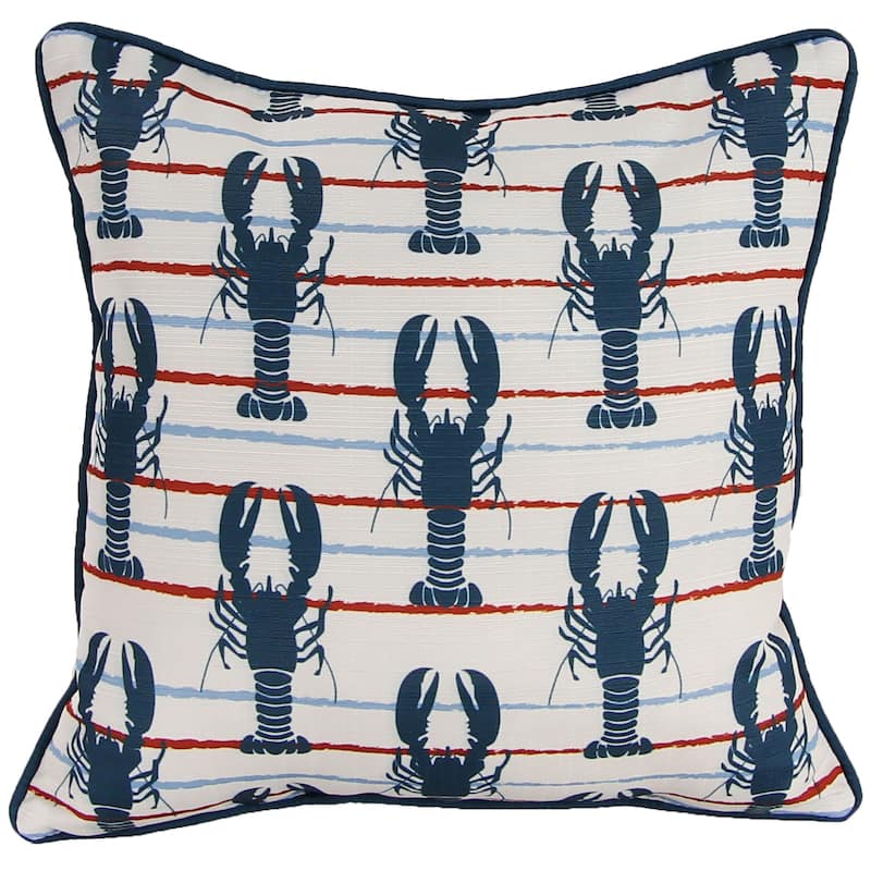 18" x 18" Nautical Indoor Throw Pillow with Welt - Lobster Line