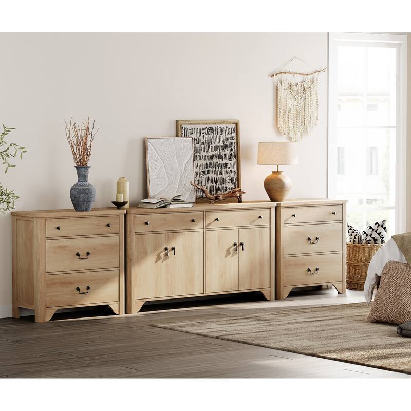 WAMPAT 122 " W Large Farmhouse Sideboard, Sideboard Buffet Cabinet with Doors and Adjustable Shelf