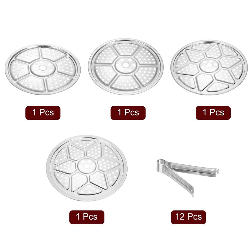 Stainless Steel Steamer Rack w Stand, Insert Stock Pot Steaming Tray - Silver Tone
