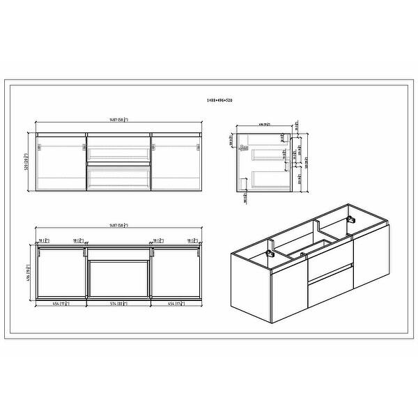 Baillie 60'' WallMounted Vanity with Double Reinforced Acrylic Sink