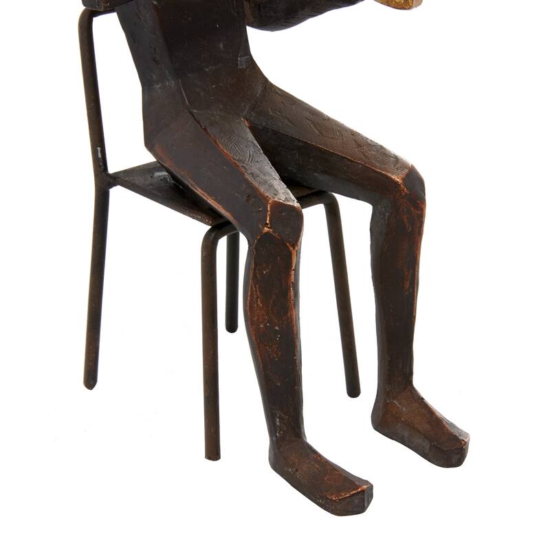 Brown Polystone Musician Decorative Sculpture with Gold Instruments (Set of 4)