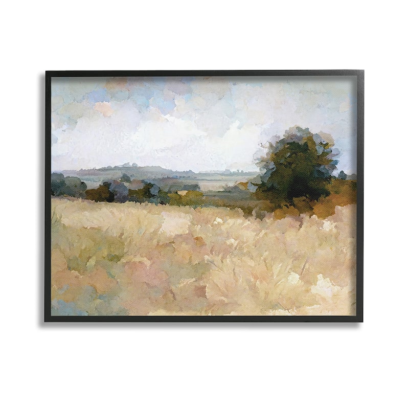 Stupell Beige Rural Field Framed Giclee Art Design By Gina Kelly - 14 x 11 - Black