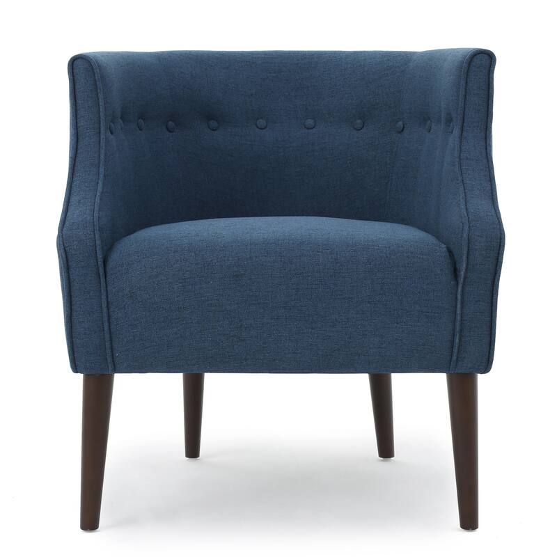 Fabric Modern Club Chair with Button-Tufted Back and Birch Wood Legs