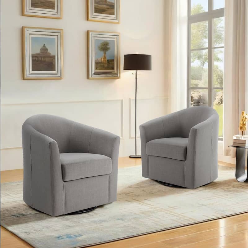 Modern Upholstered Swivel Barrel Chair Living Room Accent Chair