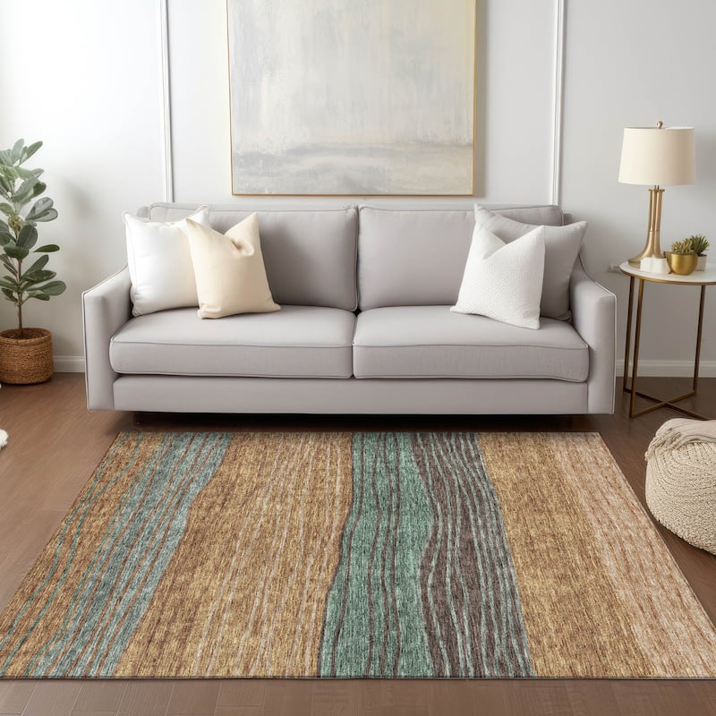 Machine Washable Indoor/ Outdoor Chantille Modern Stripes Rug
