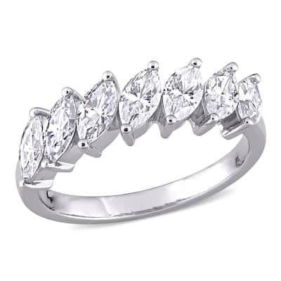 Miadora 1 3/4ct DEW Marquise-Cut Moissanite Semi-Eternity Ring in 10k White Gold