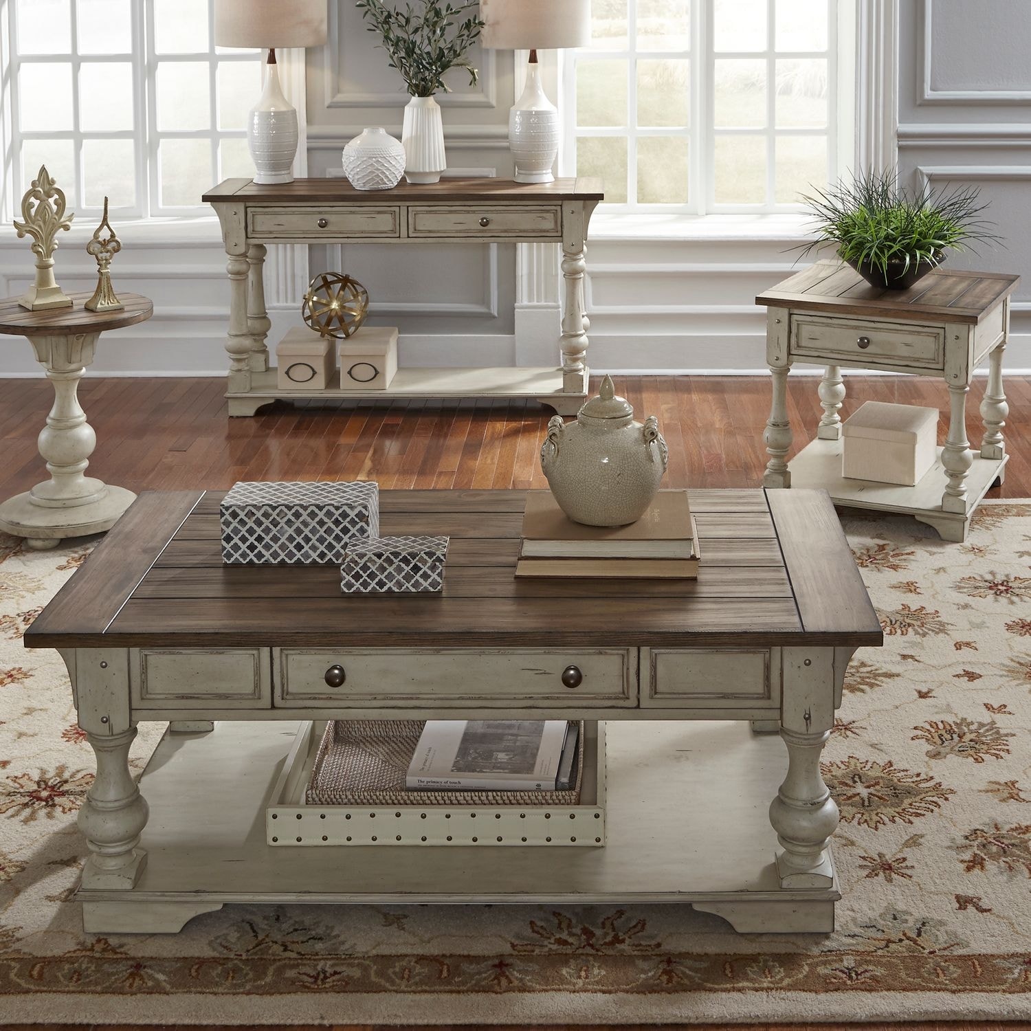 Morgan Creek Antique White 3 Piece Set (1-Cocktail 2-End Tables)