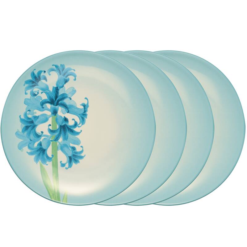 Noritake Colorwave Set Of 4 Floral Accent Plates, 8-1/4" - Turquoise
