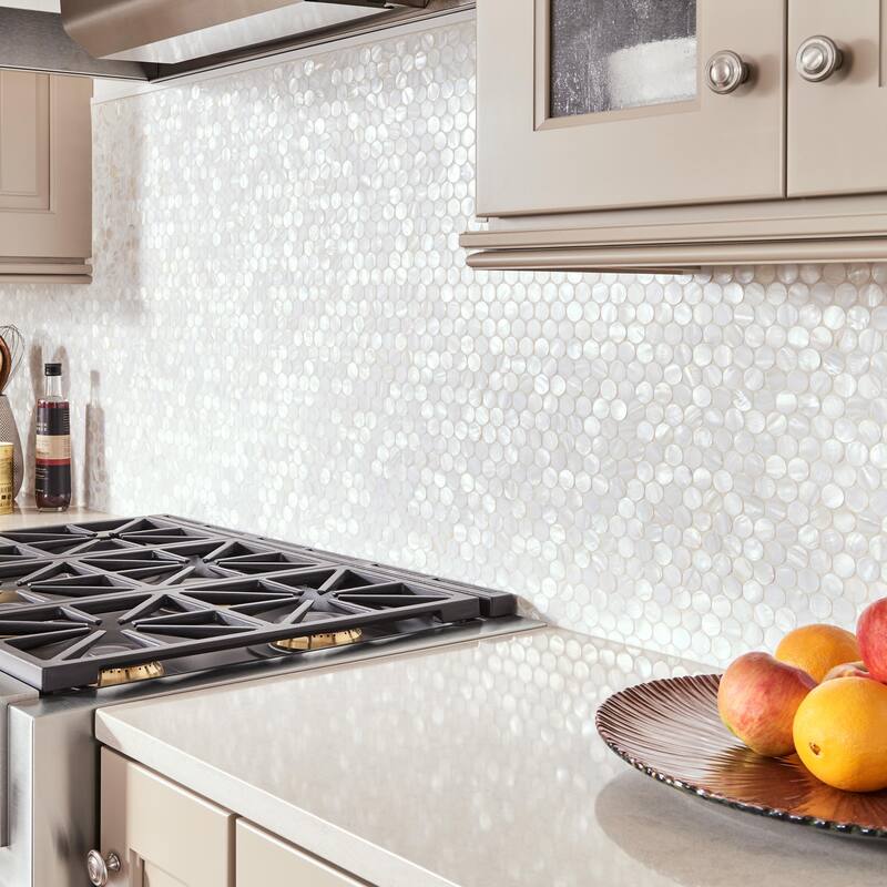 Merola Tile Conchella Penny White 11-1/4" x 11-5/8" Natural Shell Wall Tile