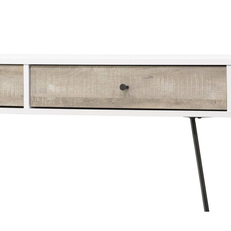 Taupe Oak Computer Desk - White
