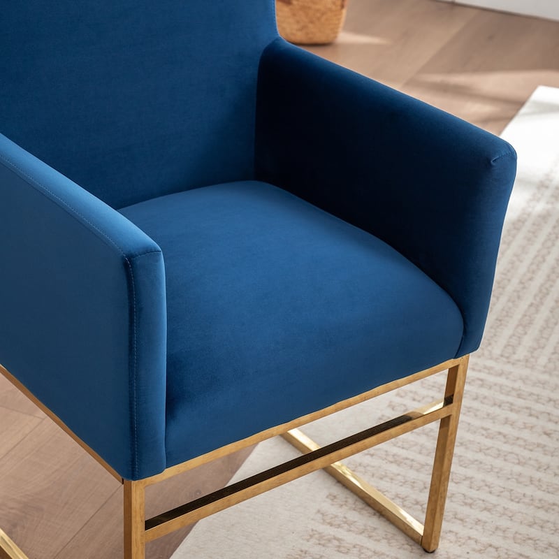 SEYNAR Modern Velvet Accent Arm Dining Chair Set of 2 with Metal Legs