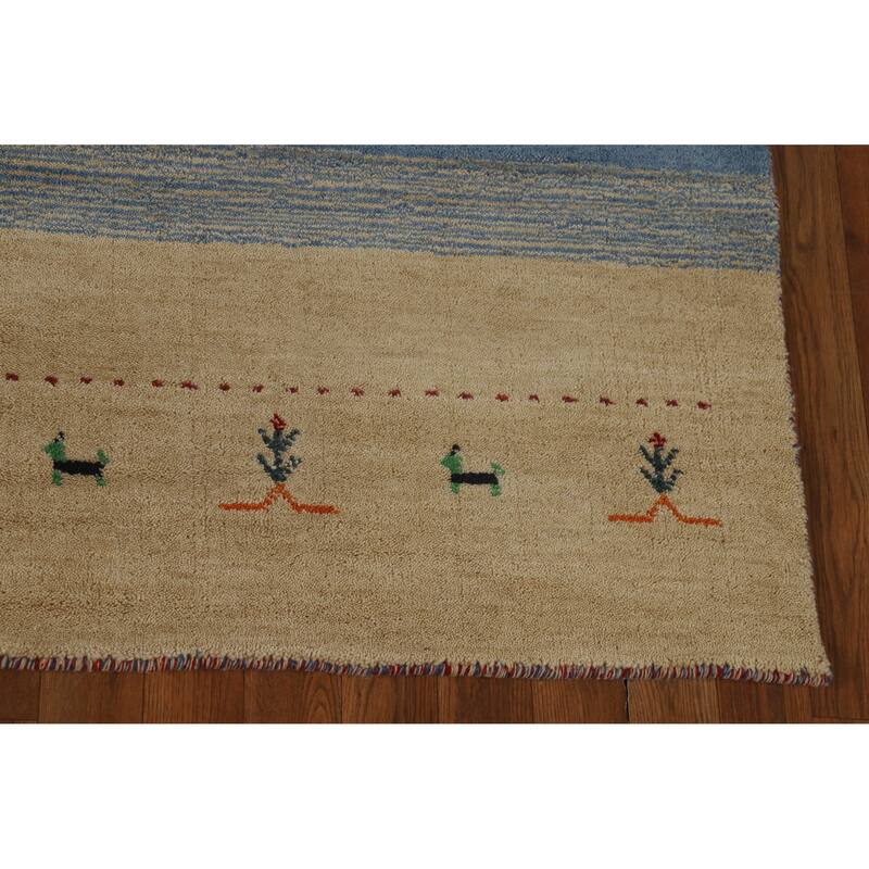 Hand Knotted Oriental 100% Wool Carpet Tribal Animal Pictorial Multi-Colored Gabbeh Area Rug - 7' 8'' X 5' 6''