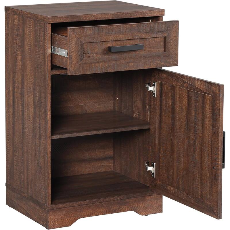 WAMPAT Nightstand with 1 Drawer&1 Door for Bedroom, Living Room
