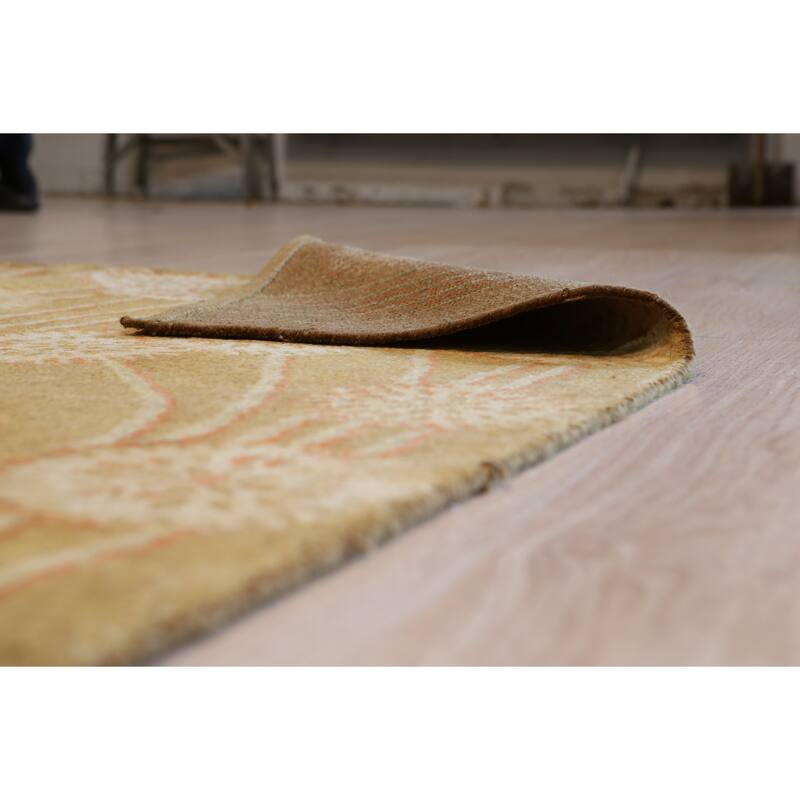 Brown Handmade Wool Transitional Rug 10' x 14' - Hand Knotted Natural Dyes Soft Pile Cotton Foundation - N/A