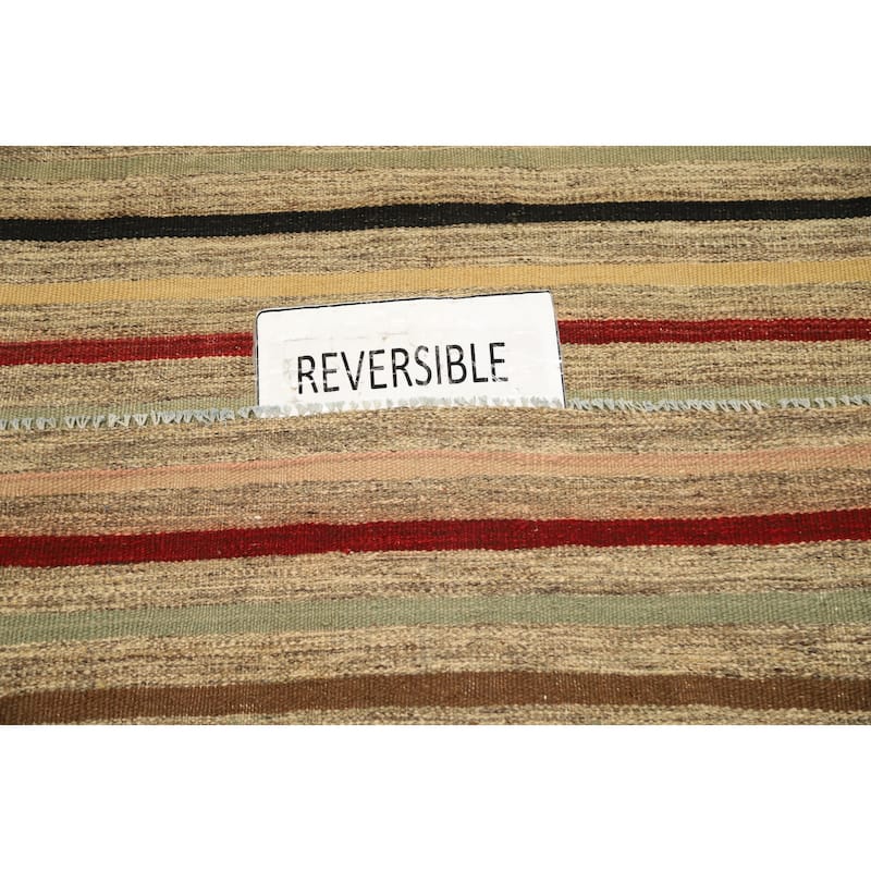 Hand Woven Oriental 100% Wool Carpet Southwestern Tribal Multi-Colored Kilim Area Rug - 9' 7'' X 6' 6''