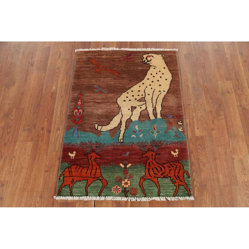 Animal Pictorial Kazak Oriental Accent Rug Handmade Wool Carpet - 2'1"x 2'10"