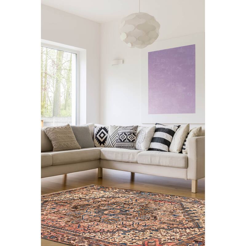 ECARPETGALLERY Hand-knotted Sarabi Salmon Wool Rug - 7'1 x 9'4