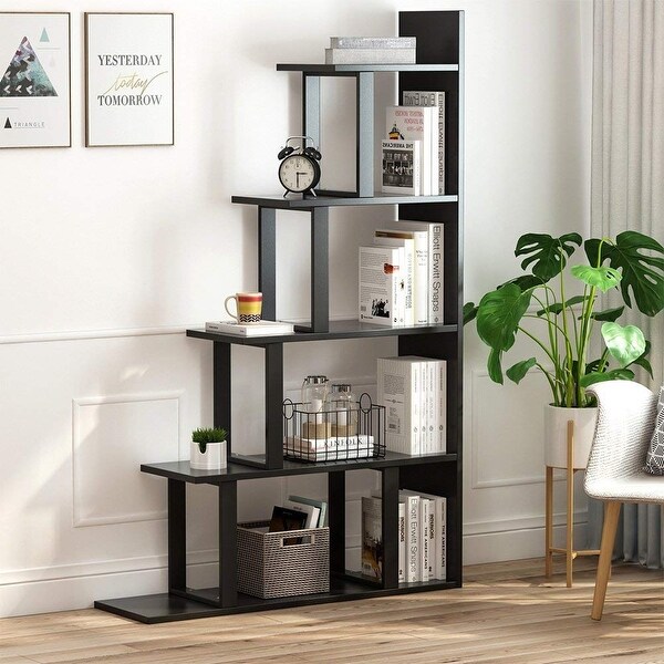Shop 5-Shelf Ladder Corner Bookshelf, Modern Simplism Style 63 '' H x
