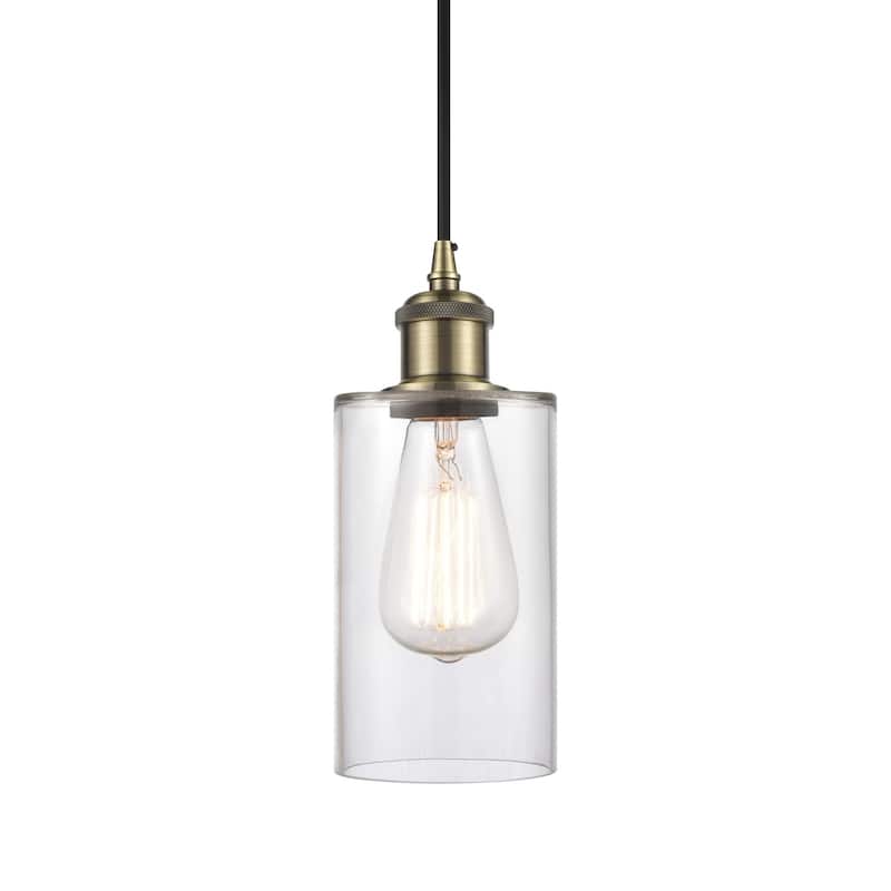 Innovations Lighting 516-1P-10-4 Clymer Pendant Clymer 4" Wide Mini - Clear / Antique Brass