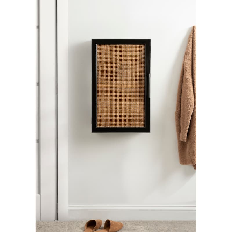 Kate and Laurel Ori Rattan Wall Cabinet