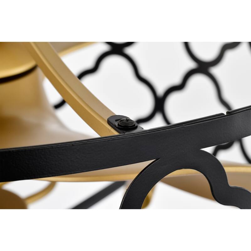 Kirstin 23-inch Matte Black and Gold 6 Lights 3 Blades Lighted Ceiling Fan with Remote