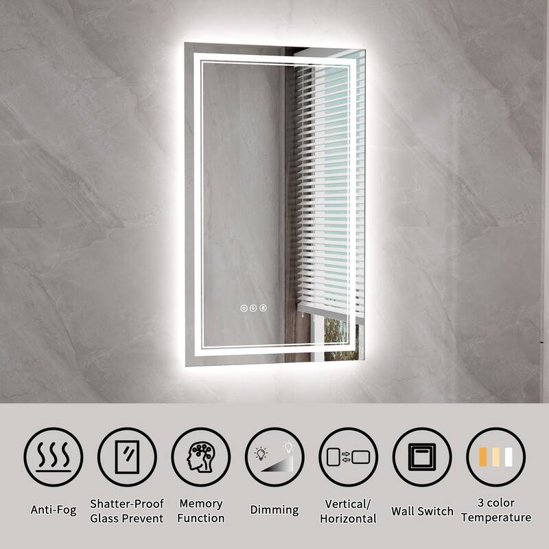 Modland Small Size LED Bathroom Mirror Back & Front Lighted Anti-Fog