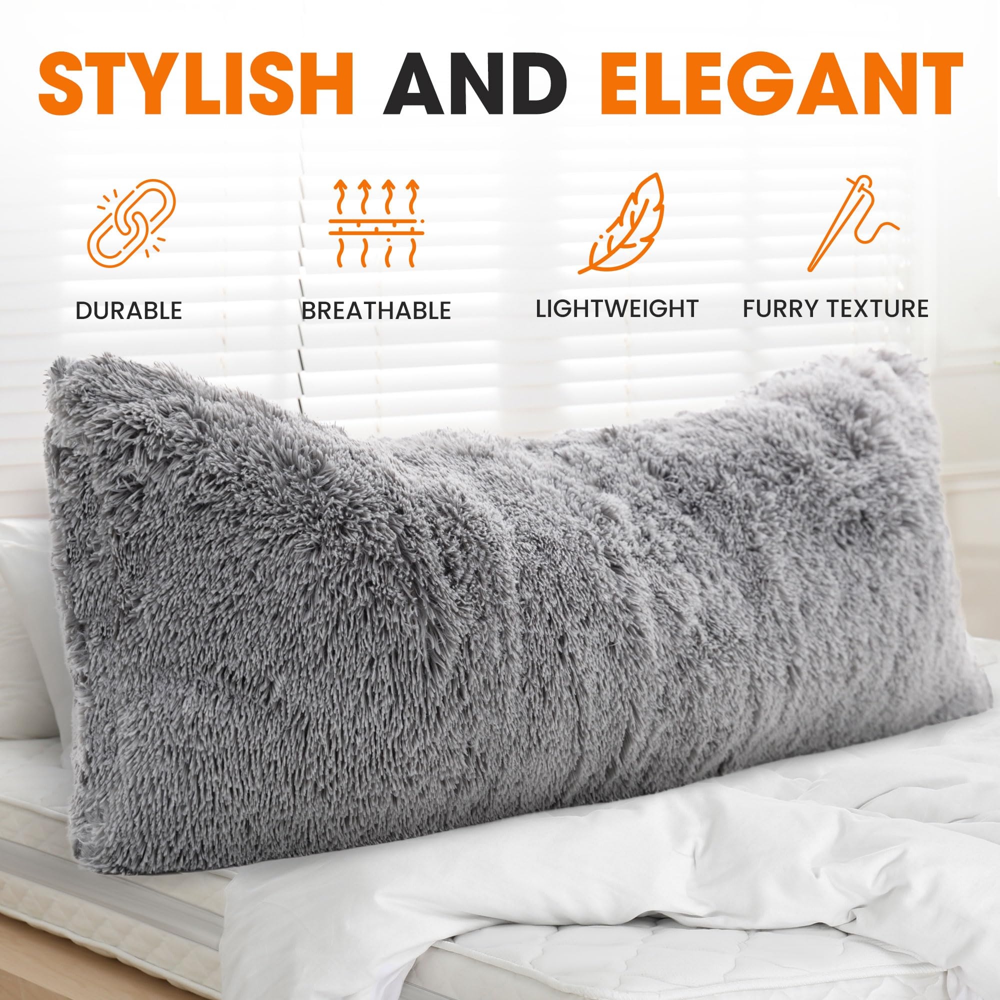 Grey fluffy body pillow hot sale