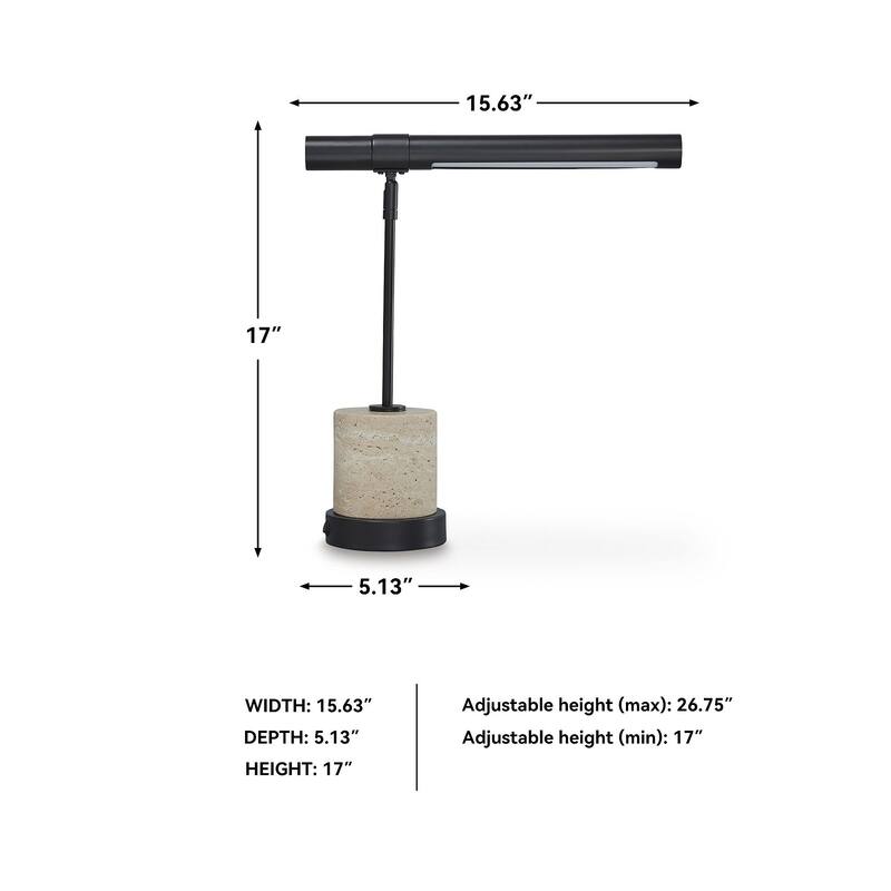 Signature Design by Ashley Vinmour Brown/Beige Desk Lamp - 15.63" W x 5.25" D x 17" H