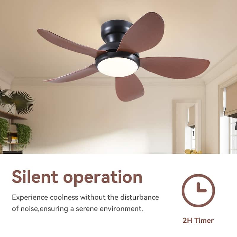 32/36/46/52 inches Low Profile Ceiling Fan with Light and Remote for Living Room Bedroom Kid's Room Patio
