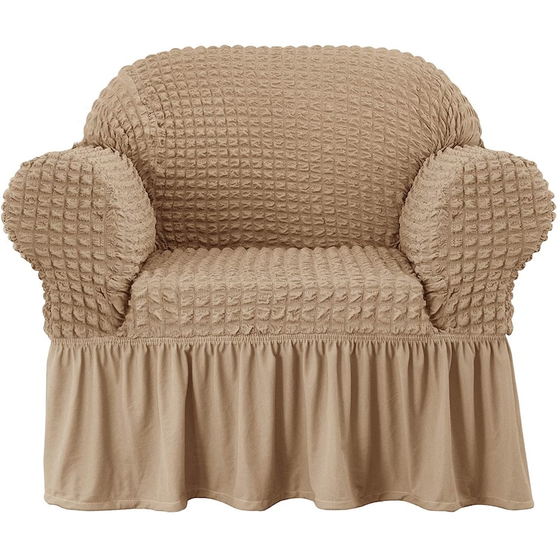 Subrtex 1 Piece Armchair Slipcover Seersucker Skirt Stretch Spandex Furniture Protector