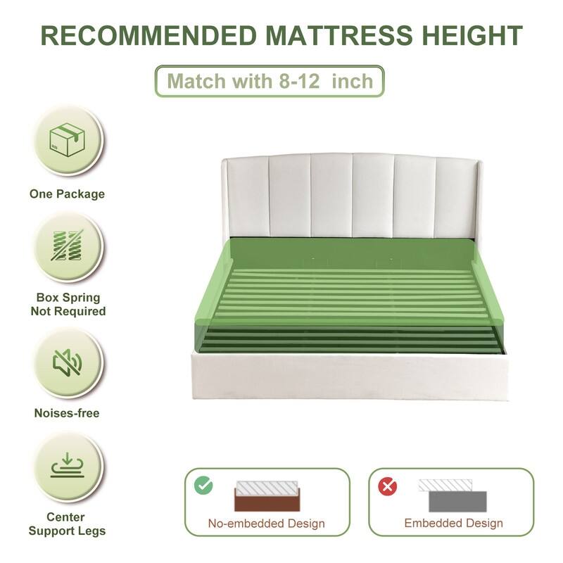 Linen Wingback Hydraulic Lift Up Storage Upholstered Platform Bed