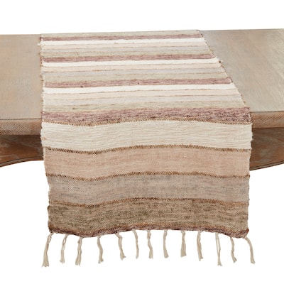 Rustic Chic Stripe Fringed Table Runner - 16"x72"