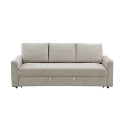 Upholstered Sofa with Pull-Out Sleeper Design in Beige