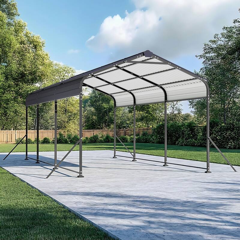 Steel Carport with Reinforced Frame, Windproof Ground Anchors