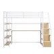 preview thumbnail 5 of 10, Twin Size Metal Loft Bed With Staircase, Built-In Desk And Storage Shelves, White