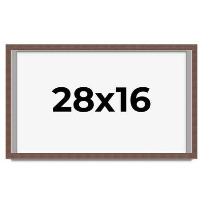 28x16 Shadow Box Frame Brown | 1.125 inches Deep Real Wood Rustic