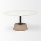 preview thumbnail 2 of 5, Maxwell White Marble Top With Light Brown Solid Wood Base Round Coffee Table
