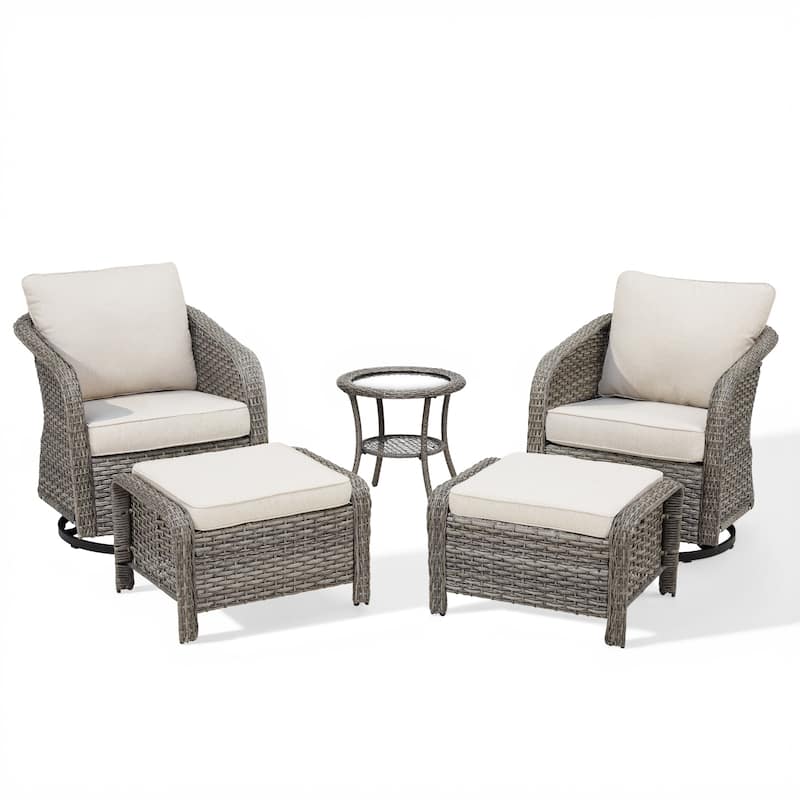 Pocassy Outdoor Patio Furniture Wicker Sofa Chair Set