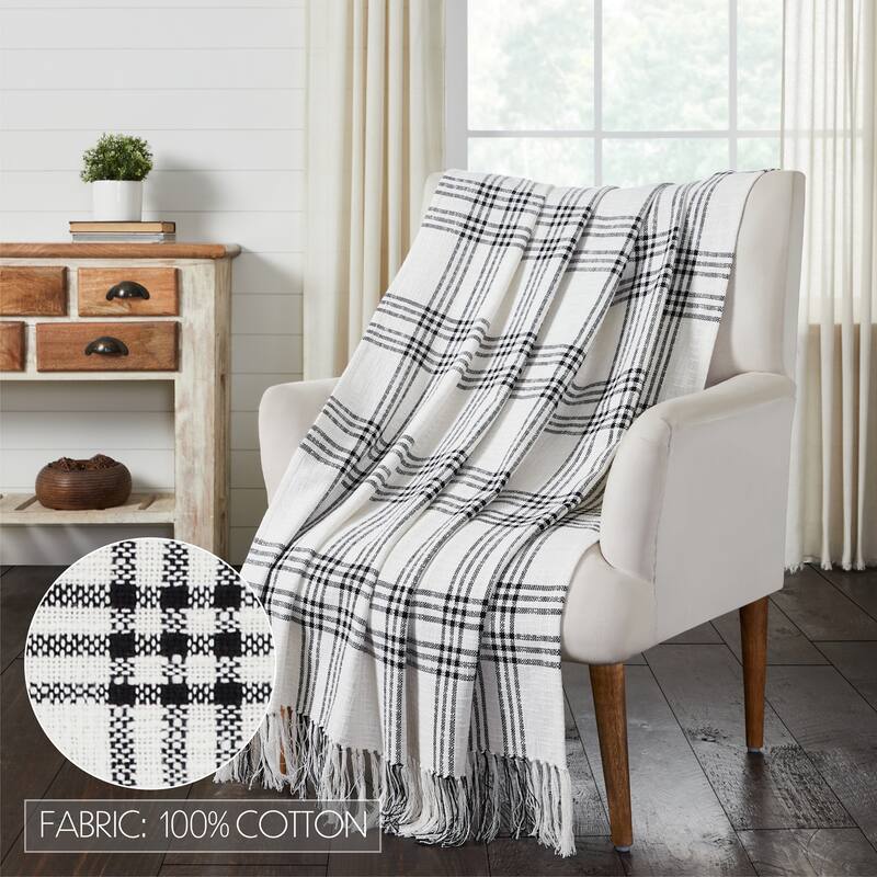 Black Plaid Woven Throw 60x50