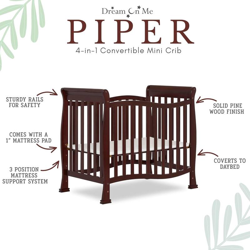 Dream On Me Violet 4-In-1 Convertible Mini Crib