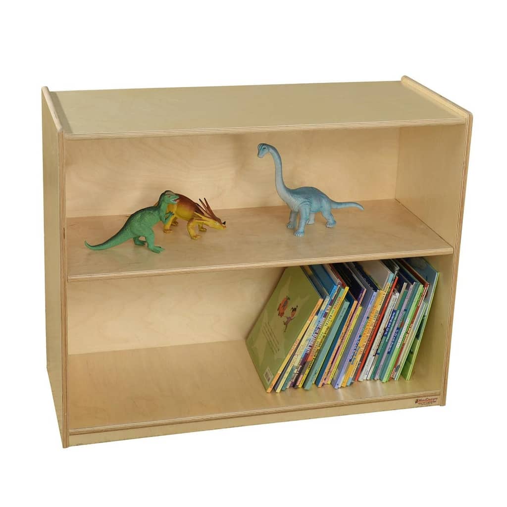 Wood Designs 2 Section Kids Bookshelf Cabinet, Classroom Toy Storage Organizer, Arts, Crafts & Supplies Storage Unit - 29"