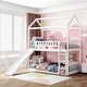 preview thumbnail 18 of 23, Modern Roof Design Twin over Twin Solid Pine Wood Bunk Bed with Full Length Guardrail, Side Ladder and Slide White