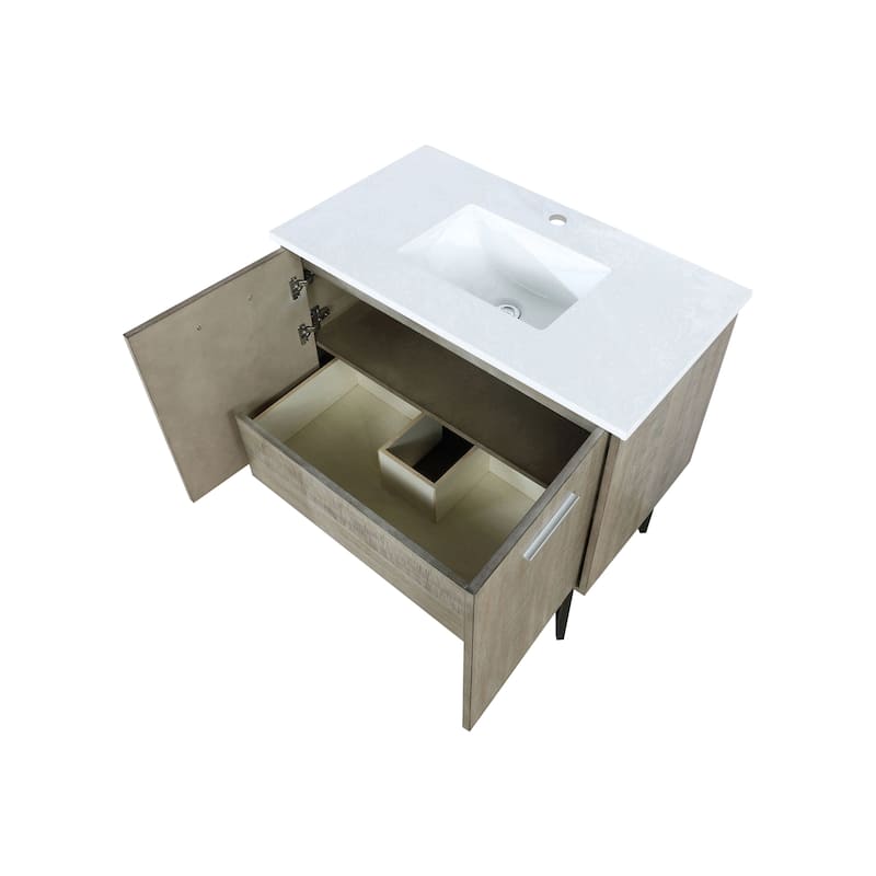 Lancy 36 in W x 20 in D Rustic Acacia Bath Vanity and White Quartz Top