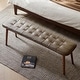 preview thumbnail 2 of 17, GDFStudio - Belvidere Modern Premium Solid Oak Wood Dining Bench with Leather Cushion & High-Density Soft Sponge Filling 51.18" - Brown