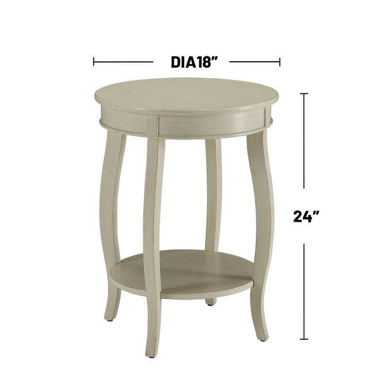Round Wooden Accent Table with 1 Shelf