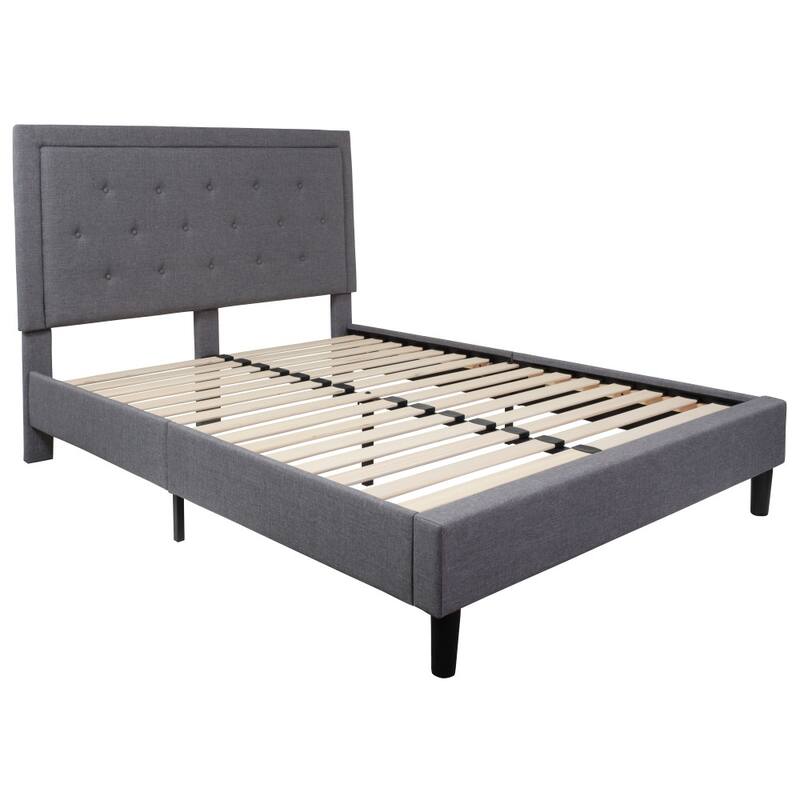 Panel Tufted Upholstered Platform Bed