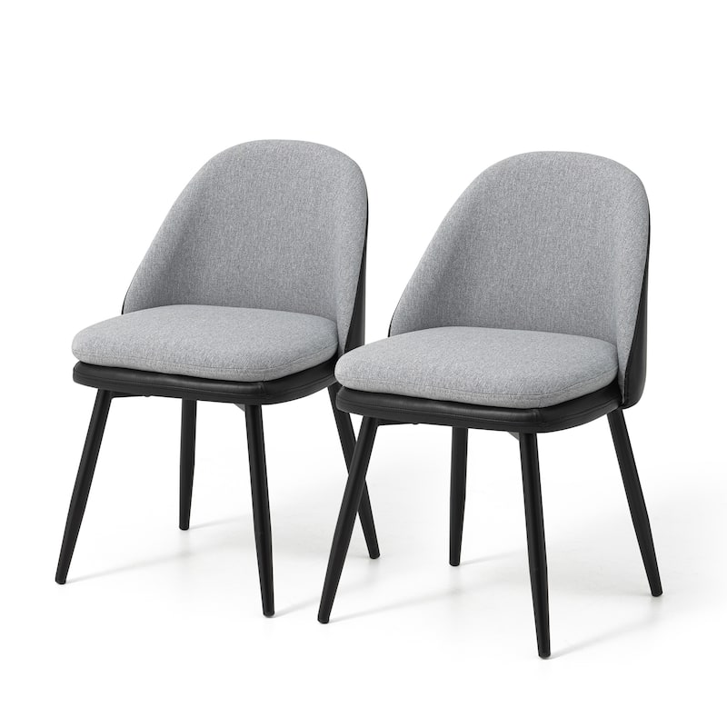 Glitzhome Modern Set of 2/4 PU Leather Mixed Fabric Dining Side Chairs with Metal Legs