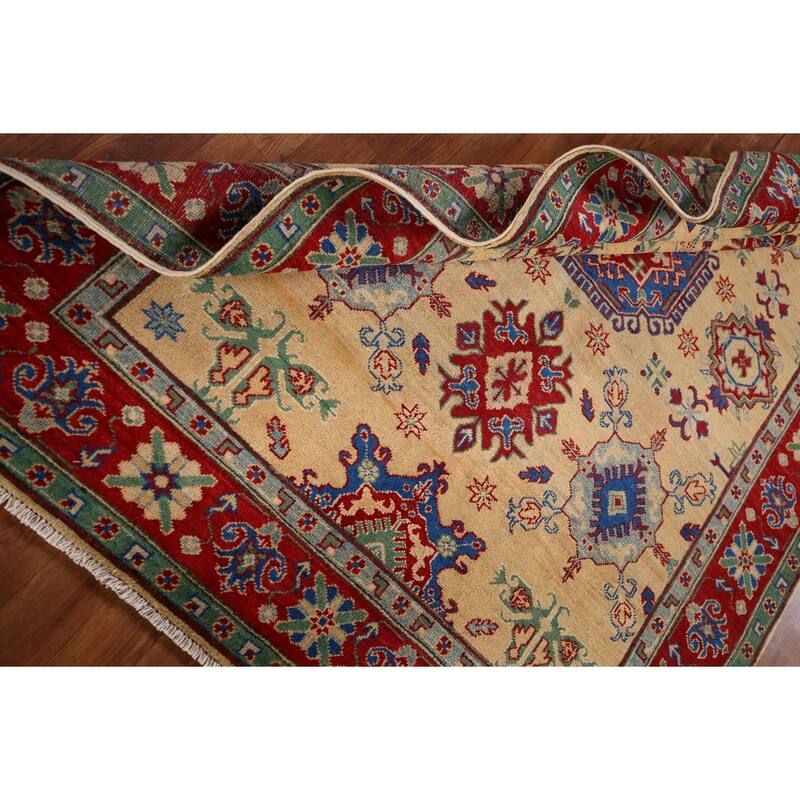 Kazak Oriental Area Rug Hand-Knotted Wool Carpet - 5'0" x 6'3"