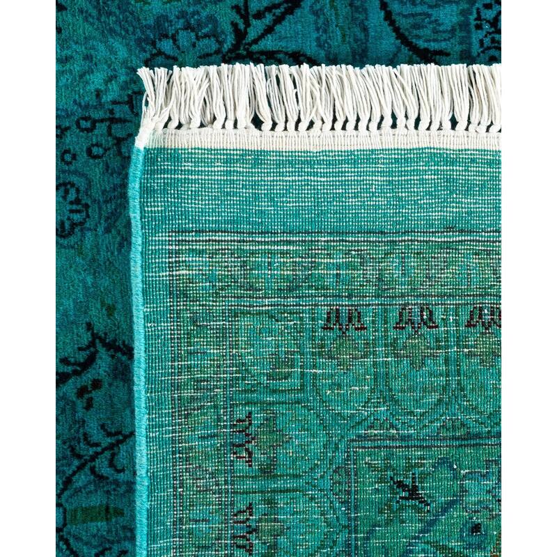 Overton Hand Knotted Wool Vintage Inspired Modern Contemporary Overdyed Blue Area Rug - 8' 0" x 10' 3"