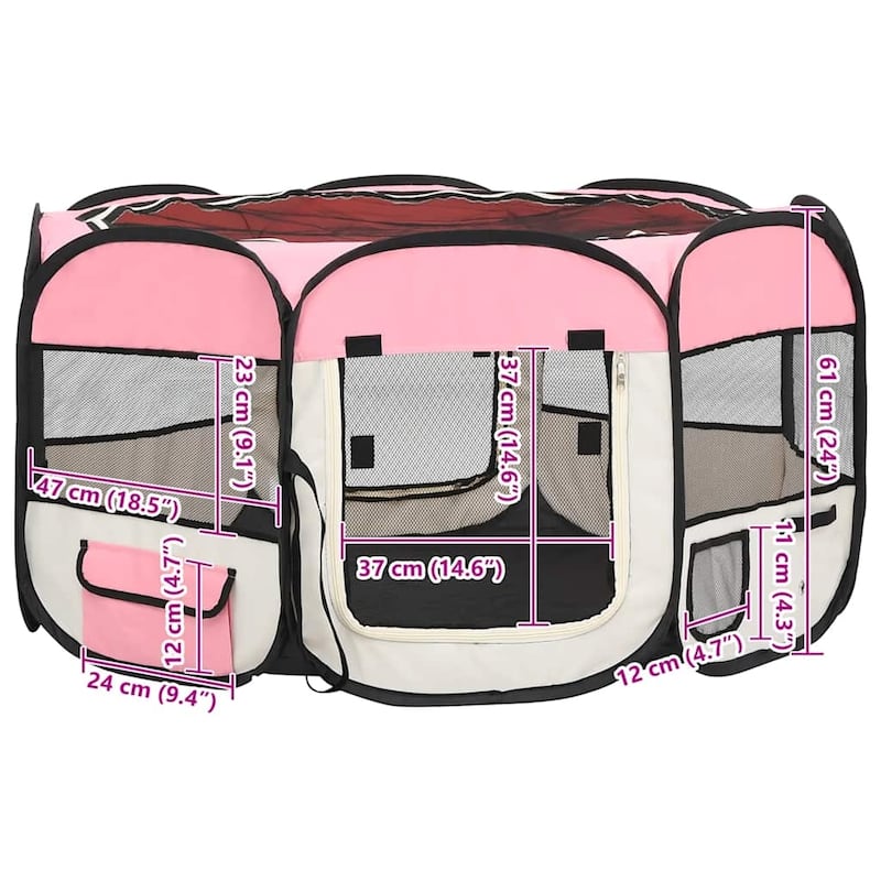 vidaXL Foldable Dog Playpen with Carrying Bag Dog Kennel Puppy Run Playpen